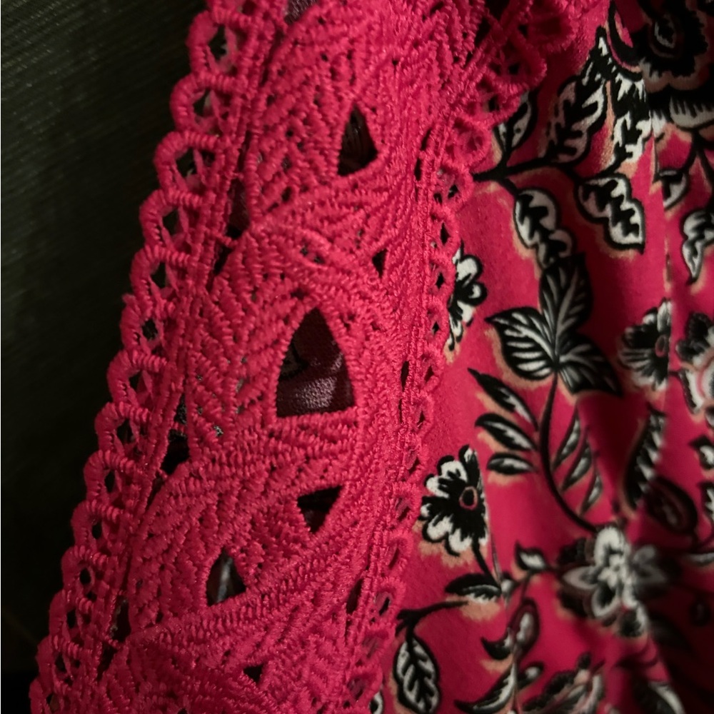 Adrienne Vittadini Vibrant Pink Floral Blouse - Picture 3 of 4